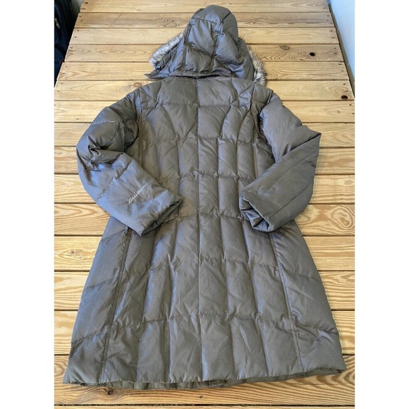 Eddie Bauer Hooded Coat Petite Size Small PS Women’s Taupe Full Zip - Picture 2 of 9